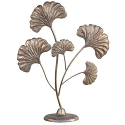 Chic Antique Dekor mit 5 Blättern aus Metall, H40/L31,5/B11 cm, messing