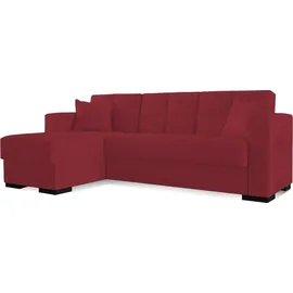 Dmora Schlafsofa mit umkehrbarer Halbinsel, mit 2 Kissen, rote Farbe, Maße 227 x 81 x 150 cm