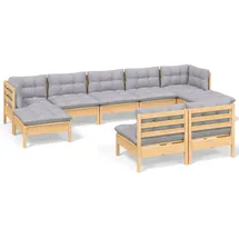 vidaXL Garten-Lounge-Set 9-tlg. grau Kiefernholz