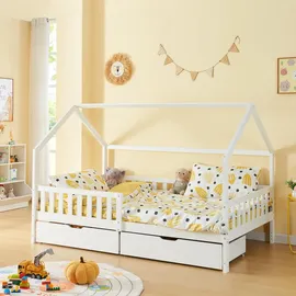 [en.casa] Unterbettkommode Ydre 2er Set Unterbett Aufbewahrungsbox 97,5 x 62 x 22 cm Bettkasten Holz Bettschublade auf Rollen Weiß