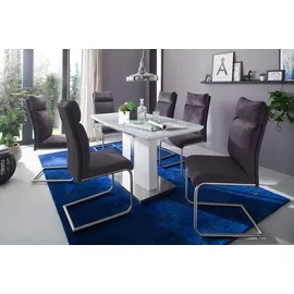 MCA Furniture Esstisch NAJUMA Säulentisch Tisch 140 (180) cm - Weiß