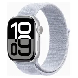 Apple Watch Series 10 GPS + Cellular 42 mm Aluminiumgehäuse silber Sport Loop Blaue Wolke