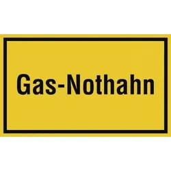 Gas-Nothahn, Textschild, Folie, 250x150 mm