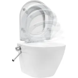 vidaXL Wand-WC ohne Spülrand mit Bidet-Funktion Keramik Weiß