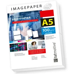 TATMOTIVE Imagepaper 100g/qm DIN A5, das stärkere Briefpapier, brillante Drucke für alle Drucker, 2000 Blatt Kopierpapier Druckerpapier weiß