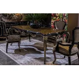 Casa Padrino Luxus Barock Esstisch Schwarz / Gold - Prunkvoller Massivholz Esszimmertisch - Barock Esszimmer Möbel - Edel & Prunkvoll