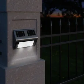 monzana Solarleuchte Edelstahl 4er Set IP65 Dämmerungssensor schwarz