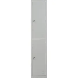 Mendler Schließfach HWC-G88, Schließfachschrank Wertfachschrank Spind, Metall 185x38x45cm grau