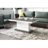 HU Design Couchtisch Tisch Matera Lux H-333 Grau/Weiß Hochglanz höhenverstellbar ausziehbar Esstisch