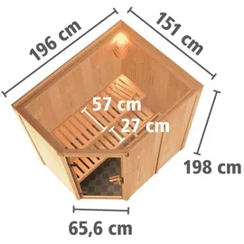 Karibu Sauna Innensauna Saja ohne Zubehör 196x151x198 cm) ohne Dachkranz, mit Bronzierter Tür