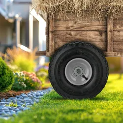 Relaxdays 2x Sackkarrenrad 10x3.00-4, luftbereifte Räder, 17 mm Achse, 136 kg, Stahlfelge, 255x90 mm, schwarz/grau