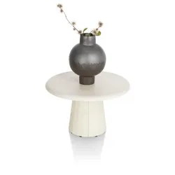XOOON Kalmar Couchtisch Holzwerkstoff/Metallgestell weiß rund Ø65x40 cm - Weiß