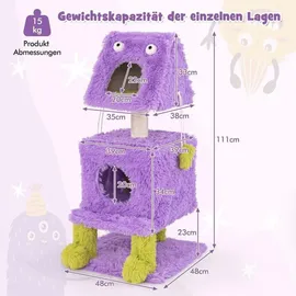 Costway Kratzbaum Monster-Thema 111 cm lila
