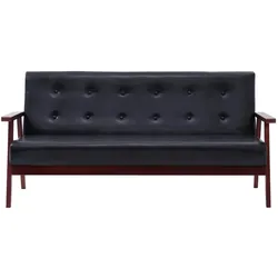 vidaXL 3-Sitzer-Sofa Schwarz Kunstleder
