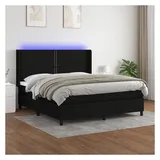 vidaXL Boxspringbett mit Matratze & LED Schwarz 180x200 cm Stoff