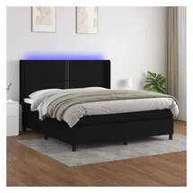 vidaXL Boxspringbett mit Matratze & LED Schwarz 180x200 cm Stoff