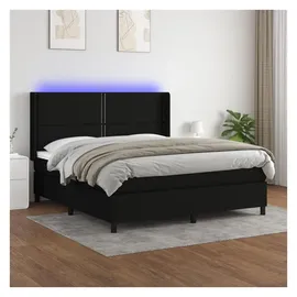vidaXL Boxspringbett mit Matratze & LED Schwarz 180x200 cm Stoff