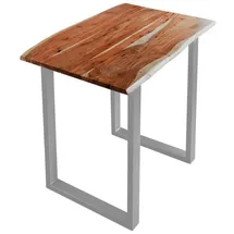 SAM Outillage Bartisch Baumkante massiv Akazie nussbaum 80 x 80 silber Quebec