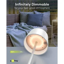 goobay Kabellose LED-Tischleuchte Solar, weiß