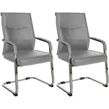 CLP 2er Set Besucherstuhl Hobart I Stoff- oder Kunstlederbezug, Chromgestell, Armlehnen Gepolstert I Ergonomischer Schwingstuhl
