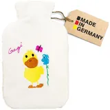 Hugo Frosch Kinder Öko-Wärmflasche 0,8 l mit Flauschbezug "Ente Gagi" weiss