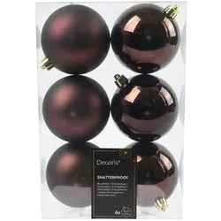 6 Weihnachtskugeln Kunststoff 8cm klassisch & bruchsicher Christbaumkugeln Weihnachtsbaumkugeln Christbaumschmuck Weihnachten Schwarze Trüffel