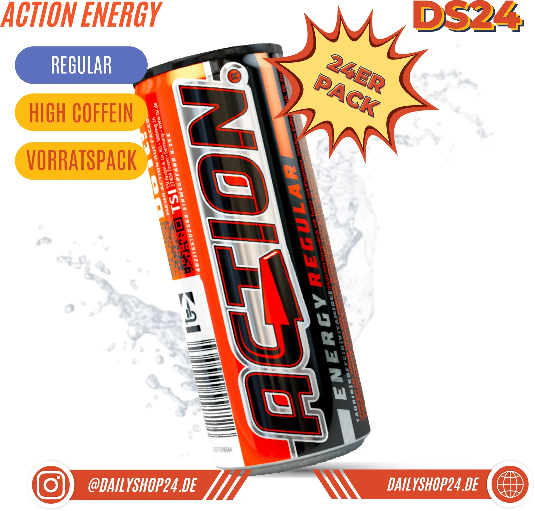 ACTION Energy Drink 250 ml - 24 Dosen / Regular