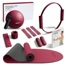 NEOLYMP Pilates Set für Zuhause – E-Book Größe Plus Berry in Bunt Plus mit Pilates Matte