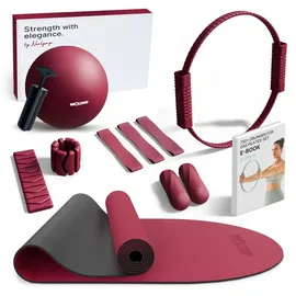 NEOLYMP Pilates Set für Zuhause – E-Book Größe Plus Berry in Bunt Plus mit Pilates Matte