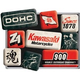 Nostalgic-Art Retro Kühlschrank-Magnete, 9 Stück, Kawasaki – Motorcycles Since 1878 – Geschenk-Idee für Biker, Magnetset für Magnettafel, Vintage Design