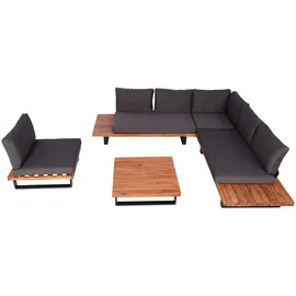 Mendler HWC-H54 Lounge-Set Sofa braun/dunkelgrau