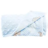 COFI Babydecke Doppellagig 75cm x 100cm mit Bärenengel und Wolken Babyblau Motiv 1