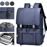 Herren Rucksack mit Klappe 20L, 15.6 Zoll Laptopfach, Schulrucksack Wasserdicht mit Trolley-Gurt Rucksäcke für Uni Büro Freizeit Alltag, Marineblau - Blau