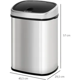 Homcom Mülleimer 48 l Silber