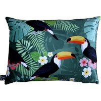 Casa Padrino Dekokissen Luxus Deko Kissen Hawaii Tropical Mehrfarbig 35 x 55 cm - Feinster Samtstoff - Luxus Qualität