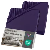 nyvi Spannbettlaken Mikrofaser 180 x 200 - 200 x 200 cm aubergine 2 St.