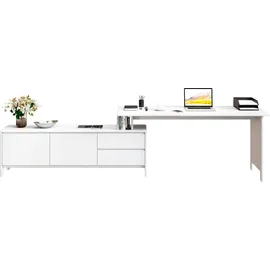 Home Affaire Eckschreibtisch Luven Kiefer massiv / Weiß