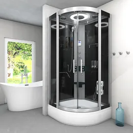 AcquaVapore D58-53T0 Komplettdusche mit Schiebetür 90 x 90 cm schwarz Sicherheitsglas D58-53T0
