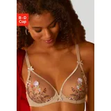 LASCANA Bügel-BH Maria mit Blumen aus edler Stickereispitze, transparente Unterwäsche beige|bunt 70