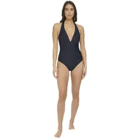 Tommy Hilfiger Damen Halter Tummy Control Ribbed Fabric One Piece Badeanzug, Kapitän des Himmels (Sky Captain), 36 - 36