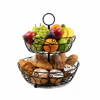 Relaxdays Obst Etagere 2 Etagen Schwarz