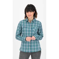 Outdoorhemd DEPROC ACTIVE "PHOENIX LS WOMEN", Damen, Gr. 40 (M), Normalgrößen, bunt (blau, grün, check), 100% Polyester, Langarm, Hemden, auch in Großen Größen erhältlich