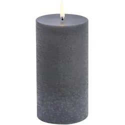 Uyuni LED Stumpenkerze 7,8x15cm melted rustic grey