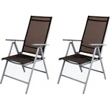 Mojawo Mojawo, Gartenstühle, 2er Set Garten Klappstuhl Aluminium - Textilen Silbergrau/Schokobraun - Silber, Braun