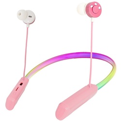 Vbrisi Bluetooth Kopfhörer Sport in Ear, Mit magnetischen Ohrstöpseln Sport-Kopfhörer rosa