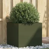vidaXL Pflanzkübel Olivgrün 49x47x46 cm Stahl