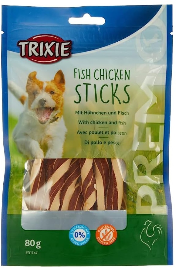TRIXIE Hundeleckerli PREMIO Hunde-Chicken Sticks 80g - Premium Leckerlis für Hunde glutenfrei - ohne Getreide & Zucker, schmackhafte Belohnung für Training & Zuhause - 31747