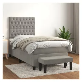 vidaXL Boxspringbett 100 x 200 cm Hellgrau