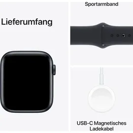 Apple Watch SE 2023 GPS + Cellular 44 mm Aluminiumgehäuse mitternacht, Sportarmband mitternacht M/L