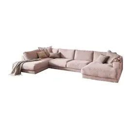 KAWOLA Wohnlandschaft U-Form Madeline Cord Longchair rechts rosa